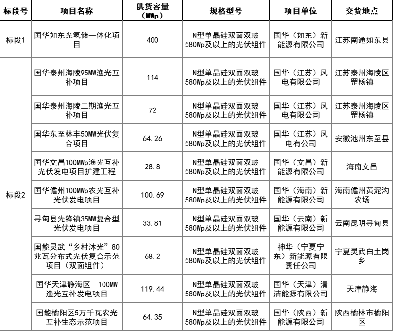 1GW！國華投資發(fā)布2024年第一批N型組件集采訂單